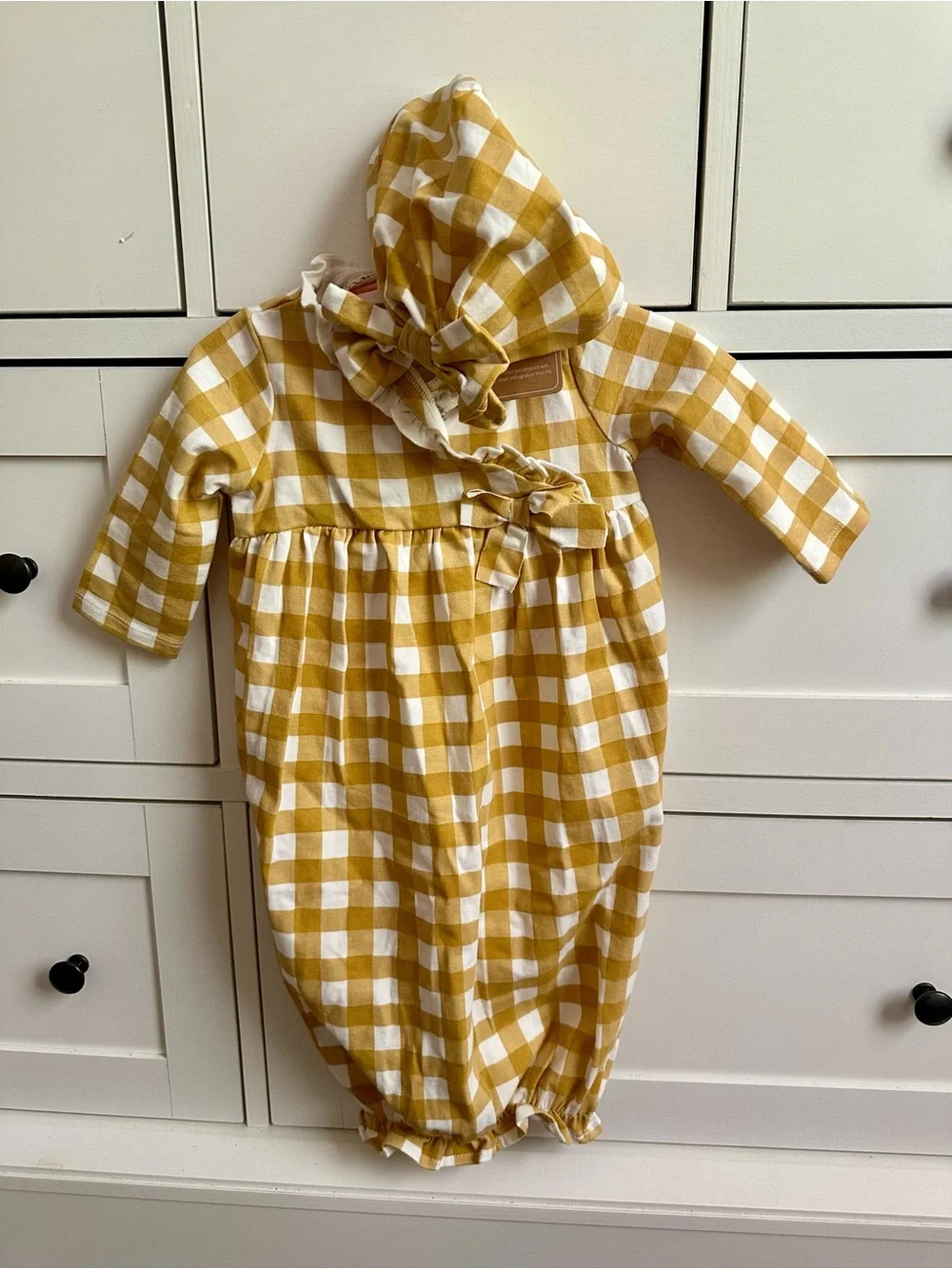 Mudpie - Adorable Mustard Checkered Take Me Home Set - BNWT! - Picture 2 of 8